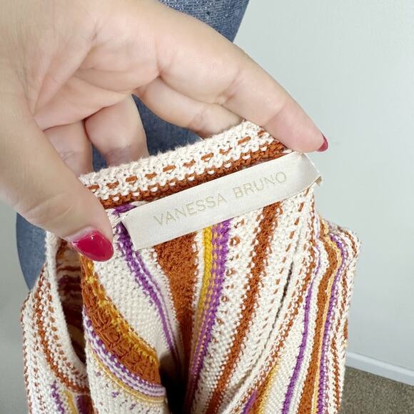 Vanessa Bruno Amira Striped Fringe Trim Sweater Size XS - Picture 4 of 5